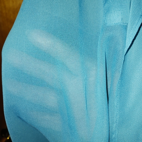 Speechless Women's Shear Aqua Teal Faux Wrap Sleeveless Blouse… - Picture 4 of 6